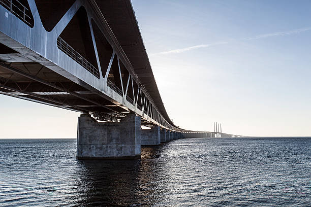 Oresund Bridge,oresunds bron, bridge on the sea Oresund Bridge,oresunds bron, bridge on the sea ,architecture landscape in sweden oresund bridge stock pictures, royalty-free photos & images