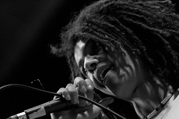 istock Rasta hair singer performing live on stage 523179707