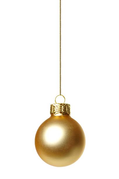 istock Hanging gold Christmas ornament isolated 523179971