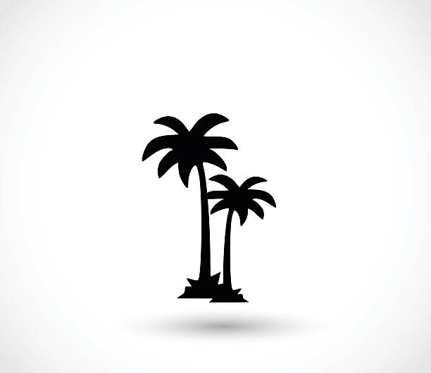 ヤシのアイコンベクトル - scenics silhouette beach sun点のイラスト素材／クリップアート素材／マンガ素材／アイコン素材