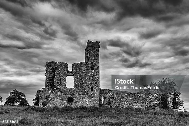 Monastery Remains Hill Of Slane Stock Photo - Download Image Now - Slane Hill, Black And White, Horizontal