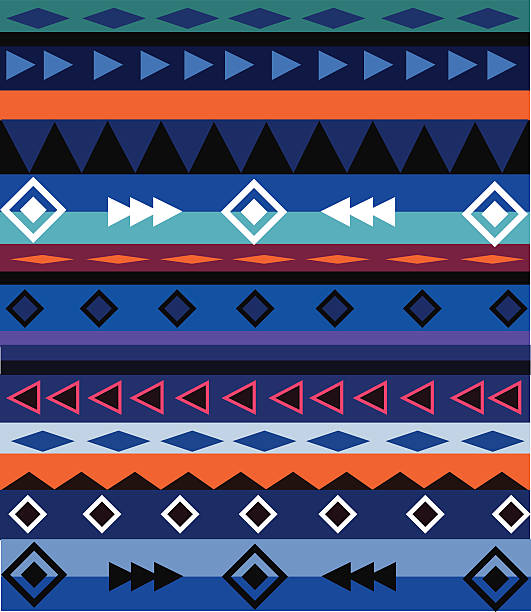 яркий этнический рисунок вектор aztec - craft homemade in a row painted image stock illustrations