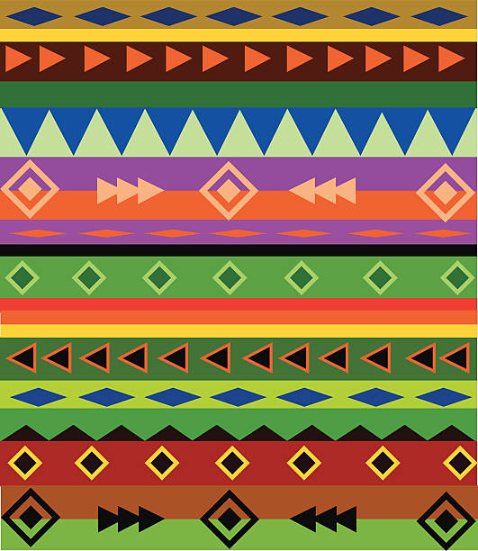 яркий этнический рисунок вектор aztec - craft homemade in a row painted image stock illustrations