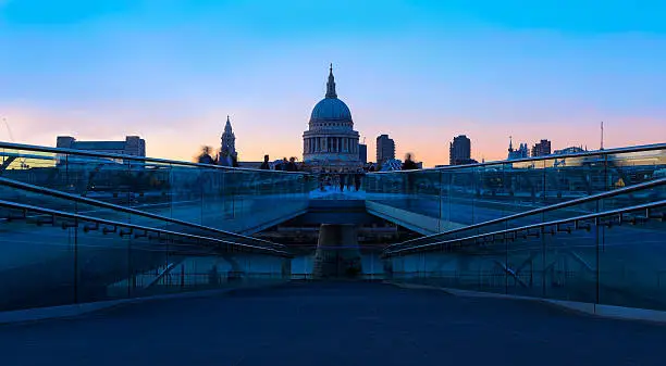 Photo of St Paul's Cathedral and the Millennium Bridge in London