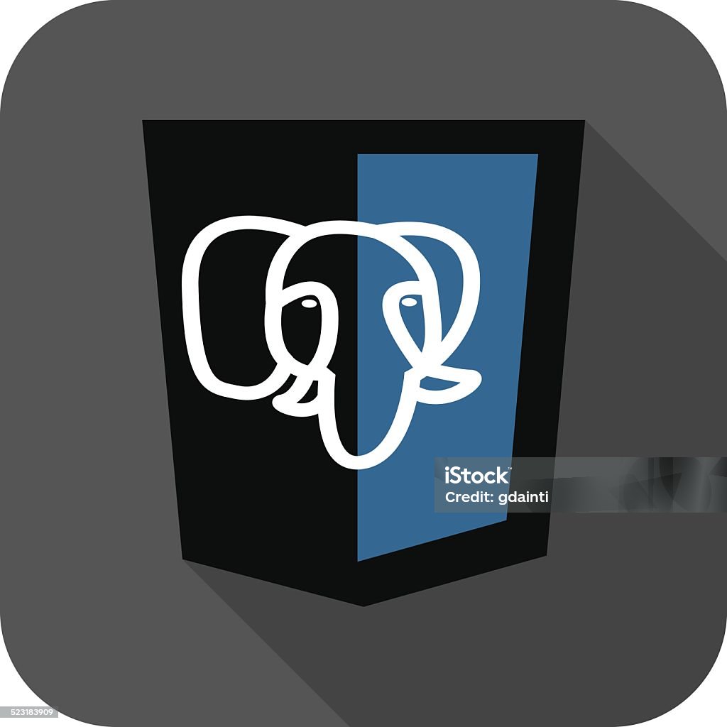 Vector Illustration Of Black Shield With Elephant Postgre Sql Da Stock ...