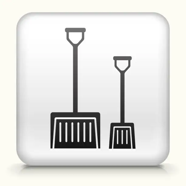 Vector illustration of Square Button with Shovels