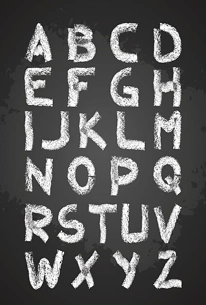수작업 분필 알파벳 벡터, 대문자, 다시 schoo - handwriting blackboard alphabet alphabetical order stock illustrations