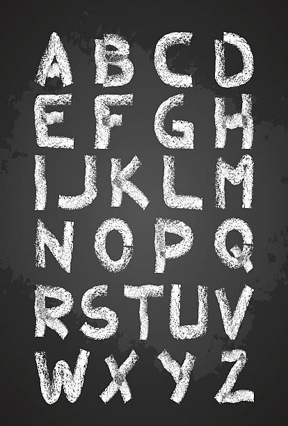 Hand drawn chalk alphabet vector, capital letters, back to schoo Hand drawn chalk alphabet vector, capital letters, back to school lettering back to schoo stock illustrations