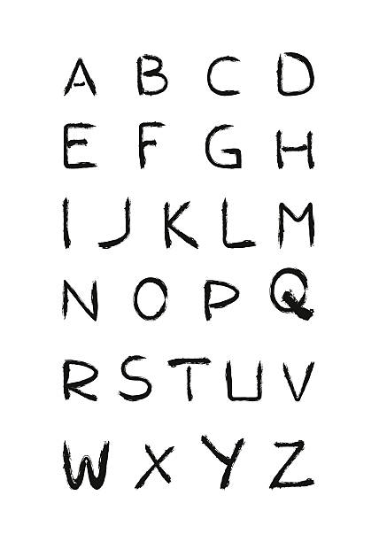istock Hand written brush stroked alphabet symbols, grunge calligraphy 523184667