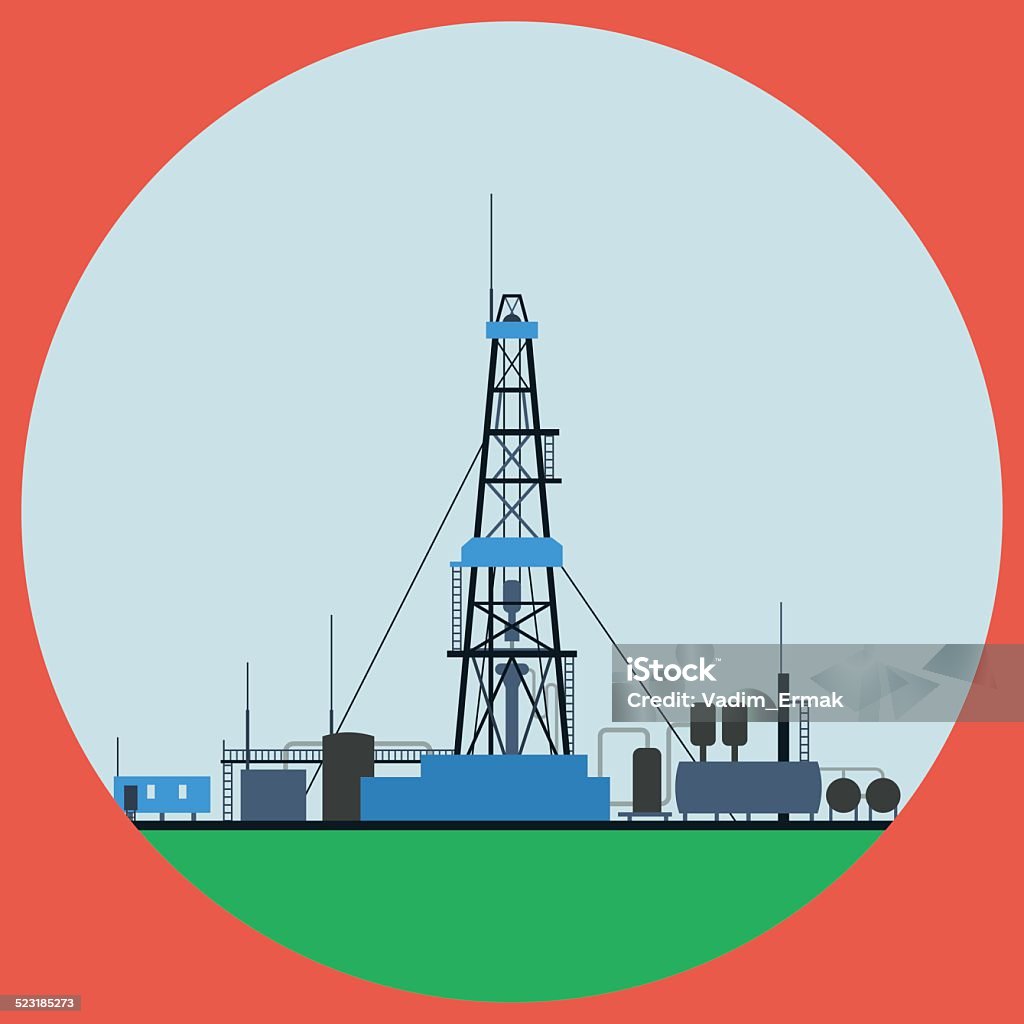Oil rig The oil rig flat vector illustration Backgrounds stock vector