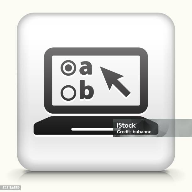 Square Button With Laptop And Online Testing Stock Illustration - Download Image Now - Computer, Education, Educational Exam