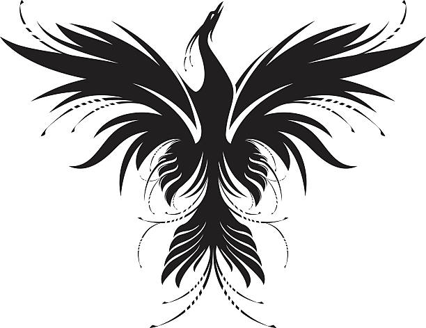 Phoenix Stylized image of Phoenix, who rise from the ashes in black and white. Works well as a mascot, tattoo or T-shirt graphic. tattoo clipart stock illustrations
