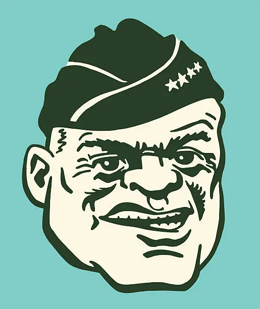 Vector illustration of Portrait of a Tough Military Man