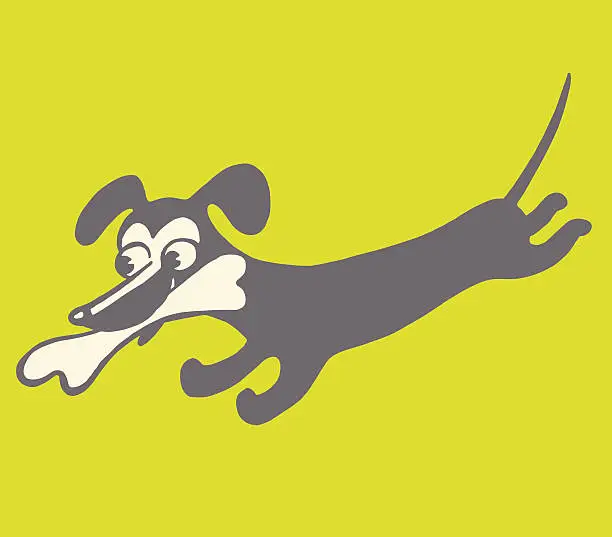Vector illustration of Dog Running with a Bone