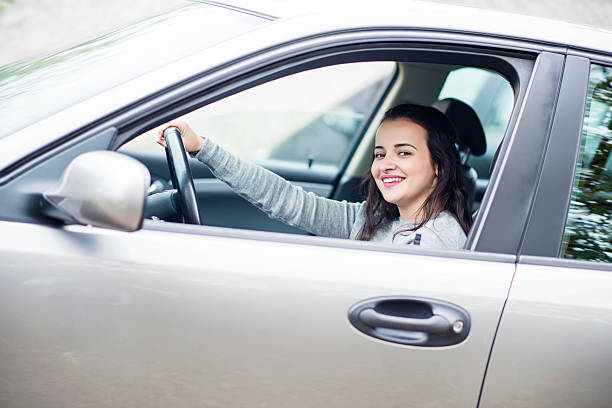 istock Young Beautiful Women Driving in Car and Having Fun 523200193