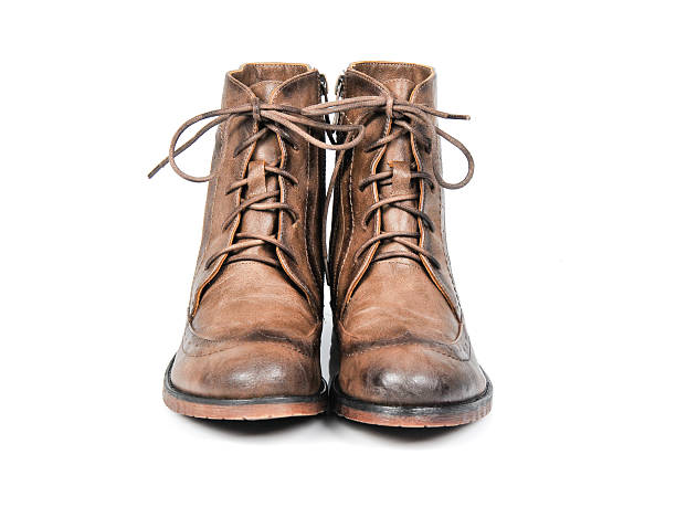 Womens Brown Laceup Round Toe Combat 