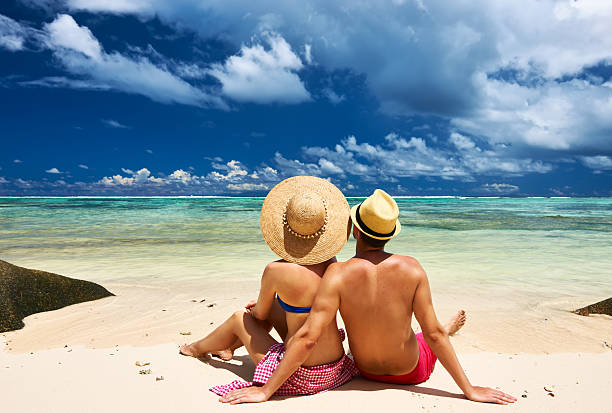istock Couple on a beach at Seychelles 523201761