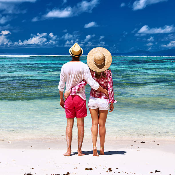 istock Couple on a beach at Seychelles 523201765