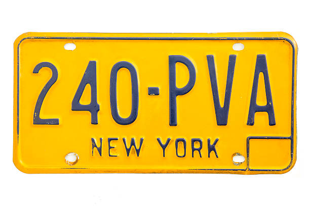 New York Number Plate An expired New York vehicle licence plate bearing the characters 240-PVA, issued circa 1970/1980s. new york state license plate stock pictures, royalty-free photos & images