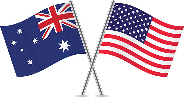 illustrations, cliparts, dessins animés et icônes de drapeaux américains et australiens.  vecteur. - australian flag