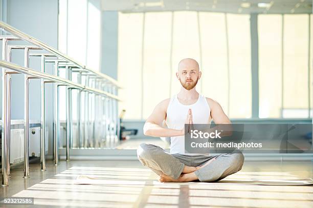 Man Sitting In Lotus Position Stock Photo - Download Image Now - 30-39 Years, Adult, Adults Only