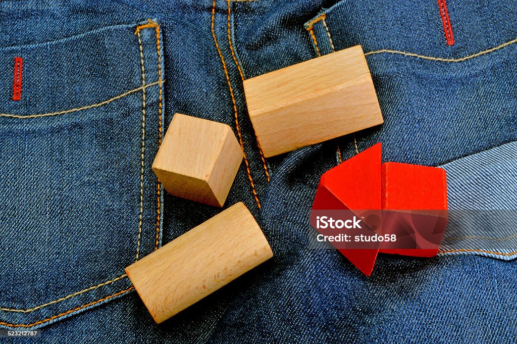 play blocks play blocks on jeans Casual Clothing Stock Photo