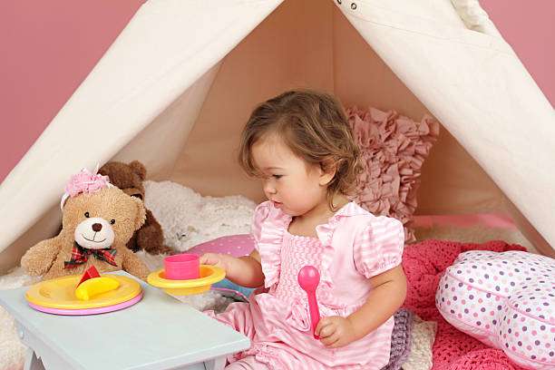 istock Pretend Play Tea Party at home with a TeePee Tent 523213395