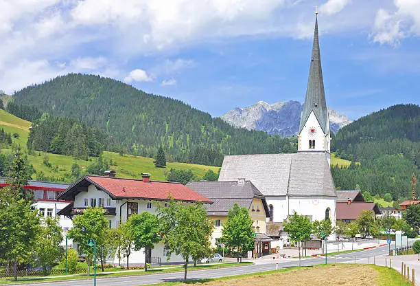 View of Sankt Martin am Tennengebirge in Salzburger Land,Lammertal,Austria