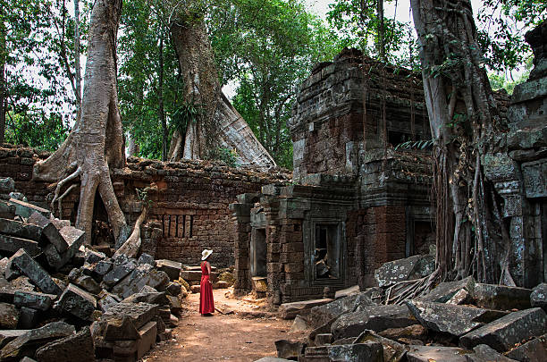 il tempio ta prom, cambogia - angkor wat buddhism cambodia tourism foto e immagini stock