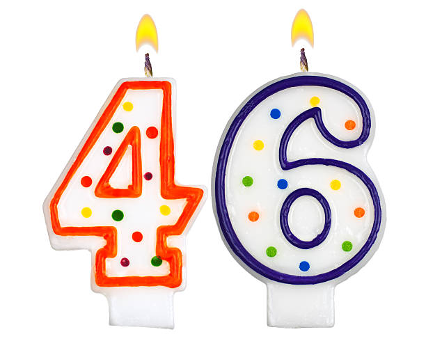 Birthday candles number forty six isolated on white background
