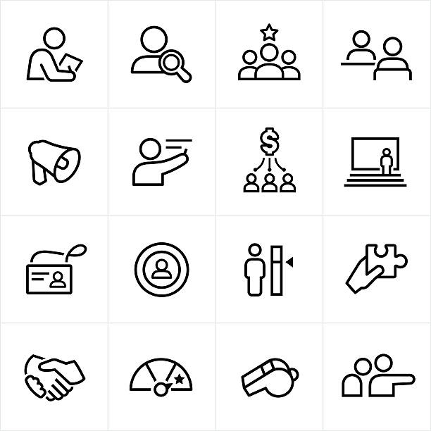 ilustrações de stock, clip art, desenhos animados e ícones de recursos humanos ícones-estilo de linha - human resources recruitment occupation puzzle