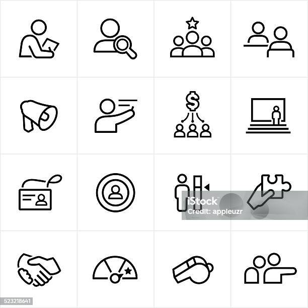 Human Resources Icons Line Style Stock Illustration - Download Image Now - Icon Symbol, Standing Out From The Crowd, Individuality