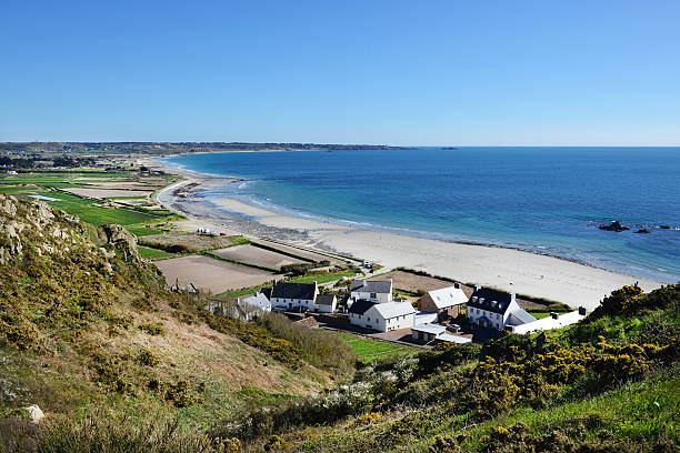St Ouens Bay on the west coast of Jersey. stock photo