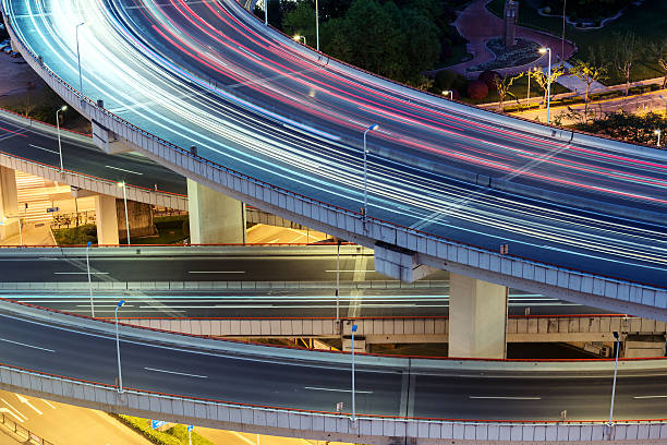 istock shanghai elevated road junction and interchange overpass at night 523241408