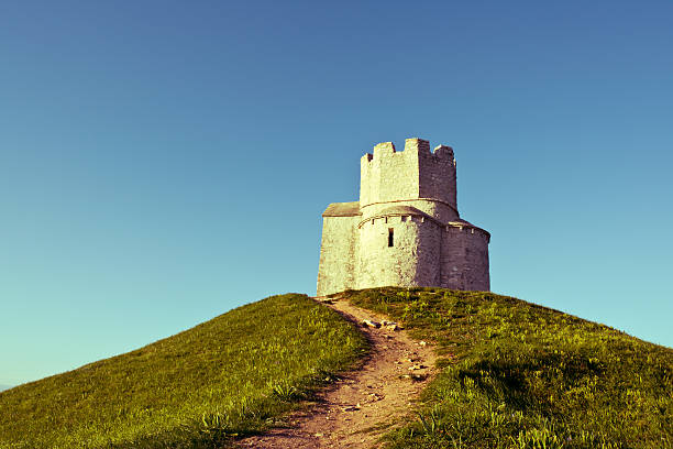 Chapel on green hill, Nin, Dalmatia, Croatia ( vintage saturation )