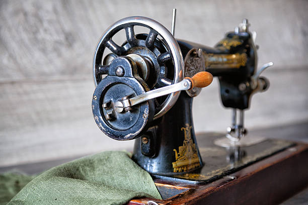 istock old manual sewing machine in black color 523245226