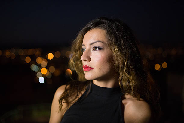 istock Beautiful woman in the night 523245300