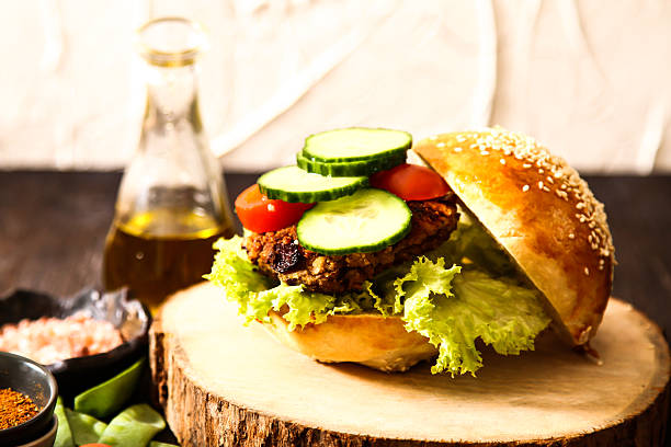 istock homemade veggie burger in a bun with sesame 523246608