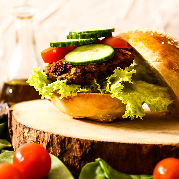 istock homemade veggie burger in a bun with sesame 523246804