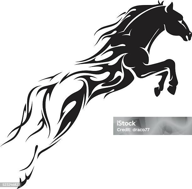 Horse Leap Flames Stock Illustration - Download Image Now - Flame, Horse, Abstract