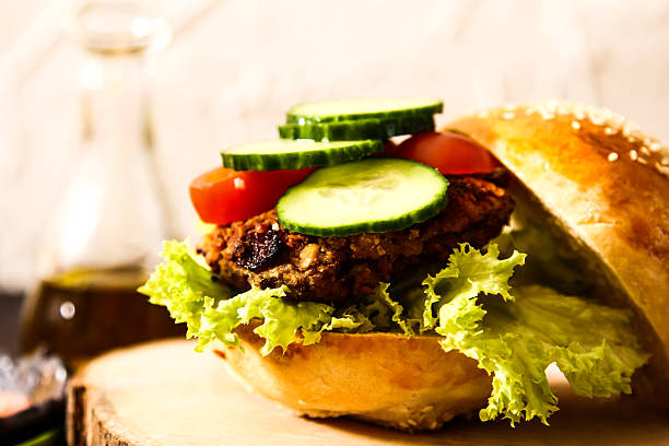 istock homemade veggie burger in a bun with sesame 523246854