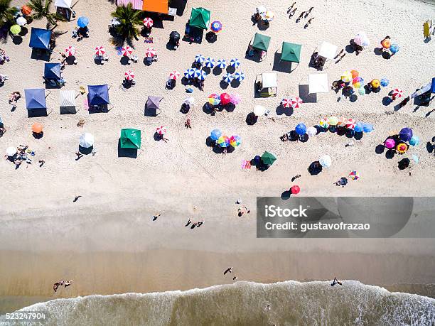 Top View Of A Tropical Beach Stock Photo - Download Image Now - Beach, People, Ibiza Island