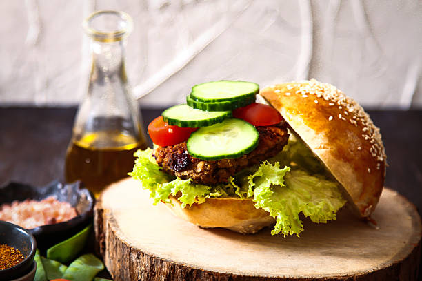 istock homemade veggie burger in a bun with sesame 523252520