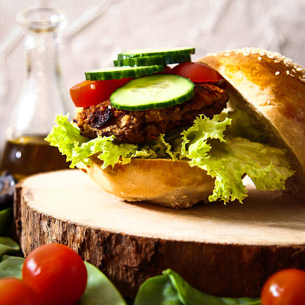 istock homemade veggie burger in a bun with sesame 523252632