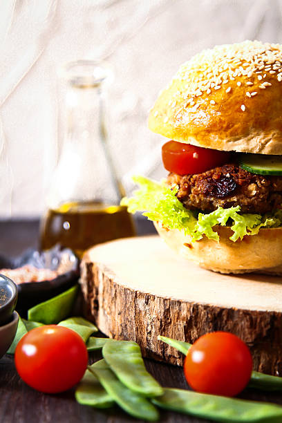 istock homemade veggie burger in a bun with sesame 523252930