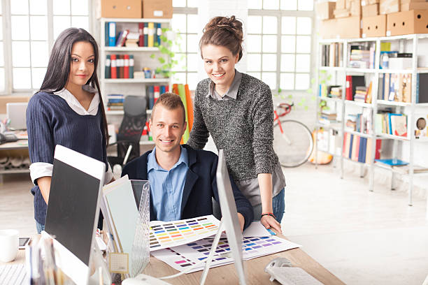 istock Group of young people working at office 523255492