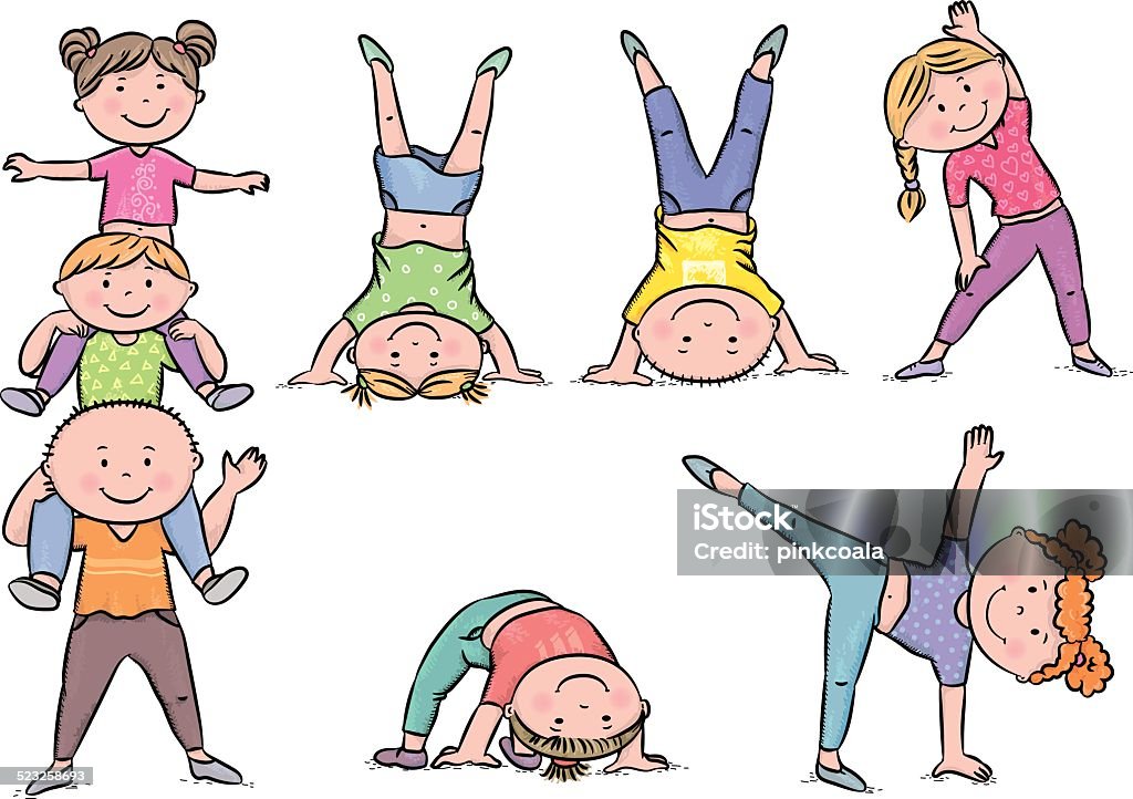 Kids aerobics Kids aerobics. Contains transparent objects. EPS10 Gymnastics stock vector