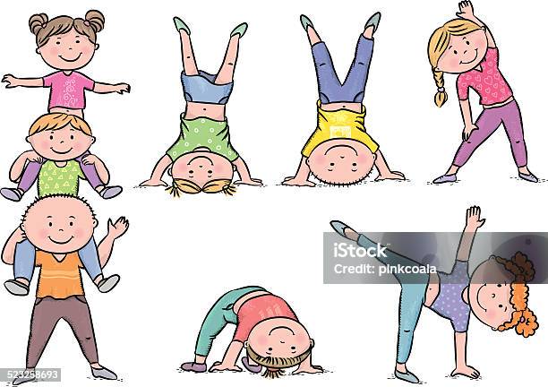 Kids Aerobics Stock Illustration - Download Image Now - Gymnastics, Child, Human Pyramid