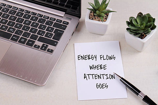 istock Inspiration motivation quotation Energy flows where attention goes 523259570