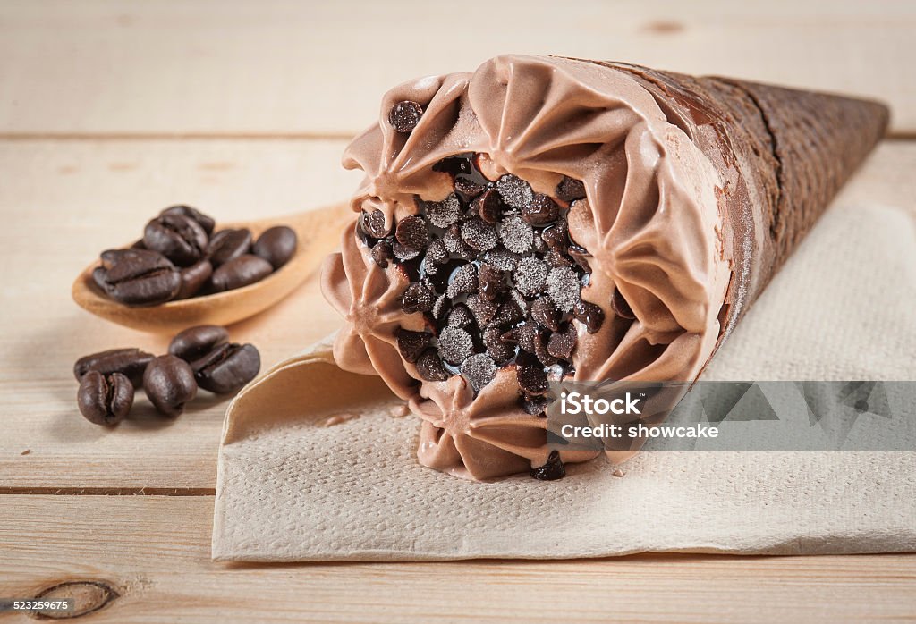 Chocolate ice team with coffee beans Chocolate ice team with coffee beans. , selective focus Chocolate Stock Photo